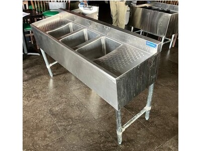 Sapphire S/S 3-Compartment Bar Sink