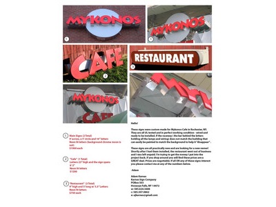 Mykonos, Cafe, Restaurant Neon Lit Signs