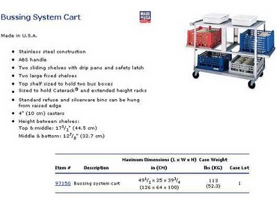 Vollrath Product Bussing System Cart